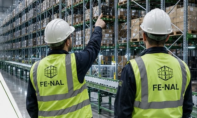 FE-NAL team surveying racking and conveyor infrastructure
