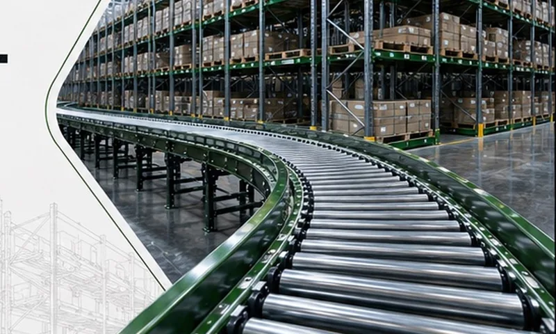 Warehouse racking with conveyor line