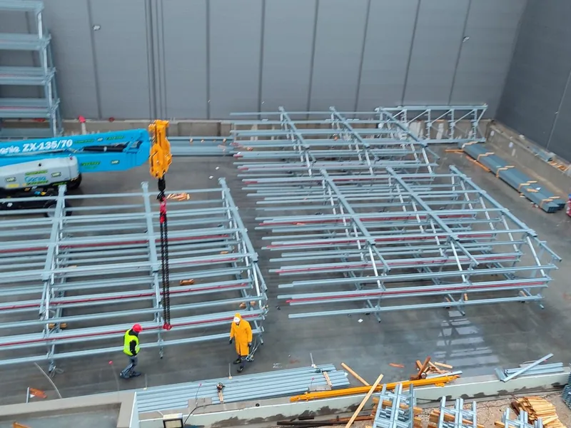 Racking base structure installation — Budapest, Hungary